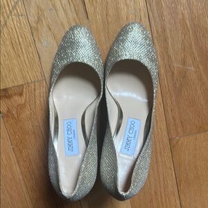 Jimmy Choo Gold Heels Sparkling Elegance